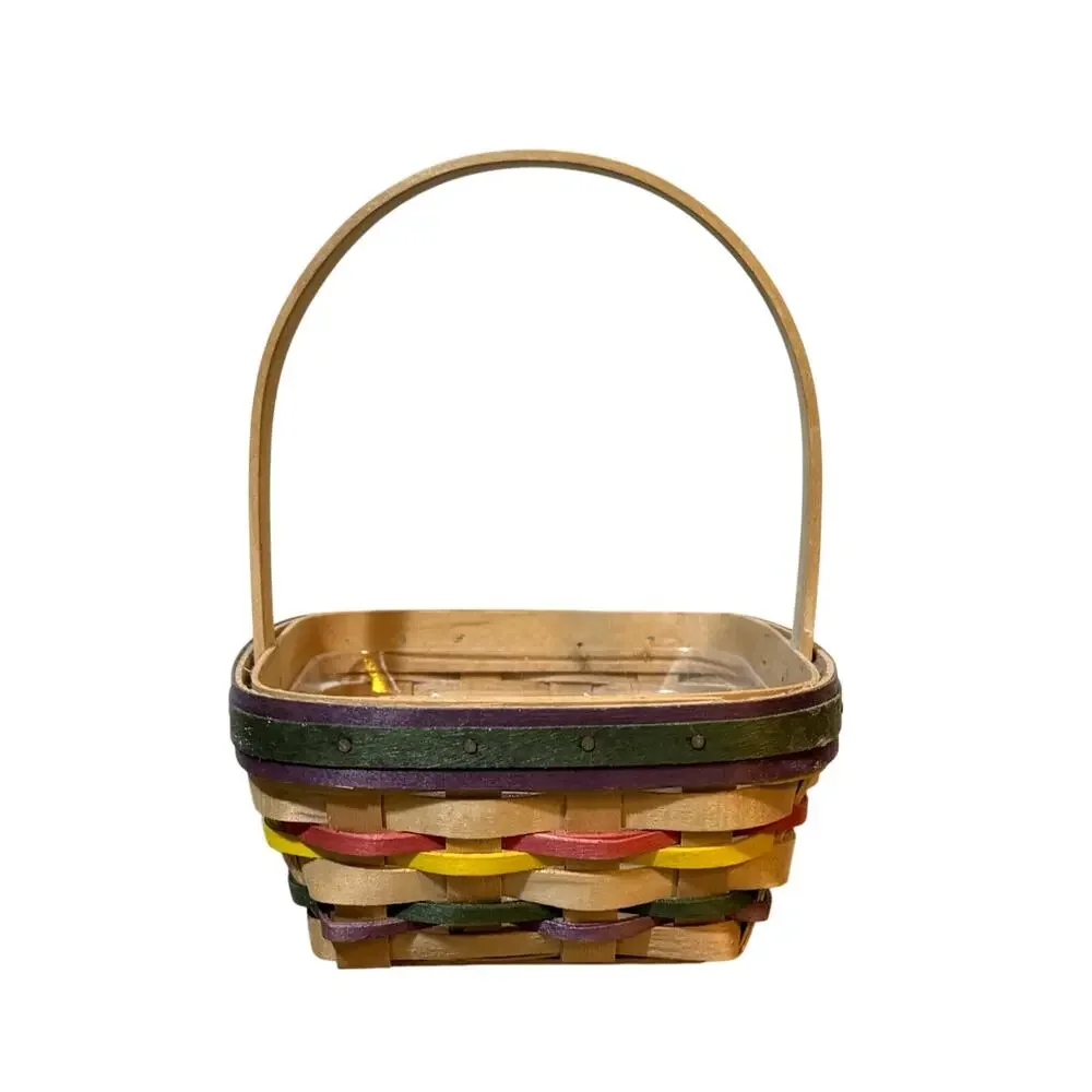 Vintage 1998 Longaberger Hand Woven Basket Wood Swing Handle USA 8